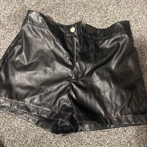 Black Leather Women's Shorts